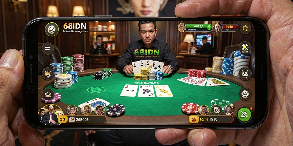 Screenshot menunjukkan permainan Poker yang mendebarkan dan interaksi pemain.