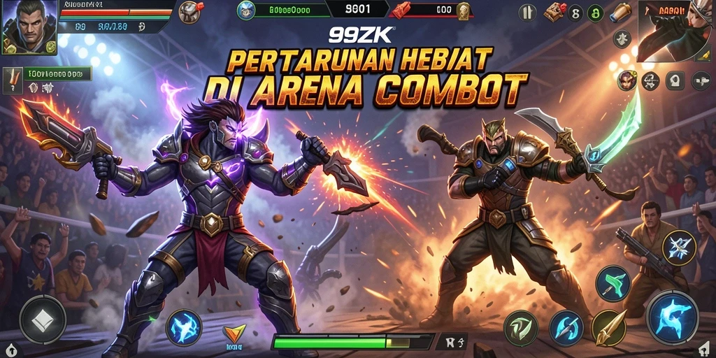Screenshot gameplay 99ZK menampilkan pertarungan aksi yang intens.