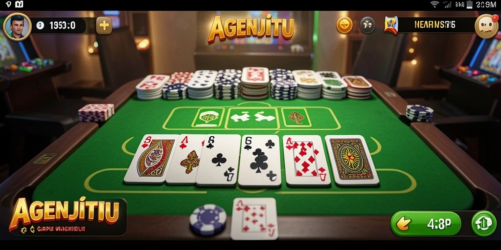 Gameplay Gaple seru dalam AGENJITU dengan desain menarik.