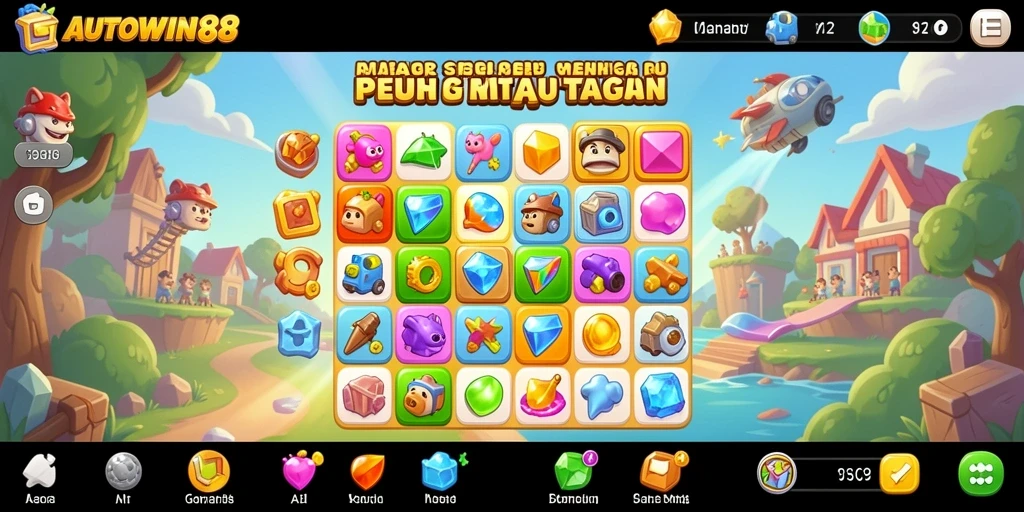 Tampilan menarik dan gameplay interaktif game Match-3 AUTOWIN88.