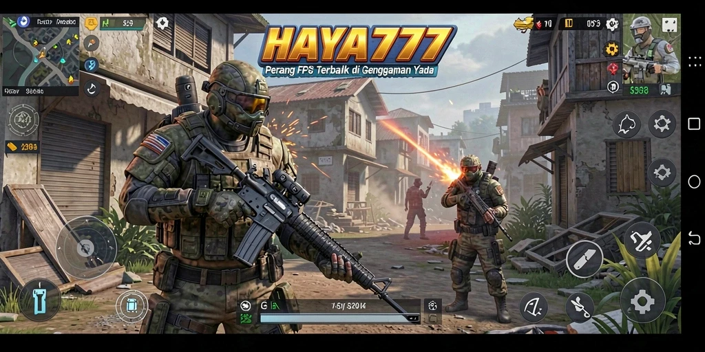 Gameplay HAYA777 menampilkan pertempuran FPS yang intens dan mendebarkan.