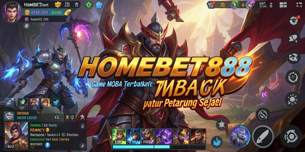 Tampilan gameplay seru dalam pertempuran MOBA yang mendebarkan.