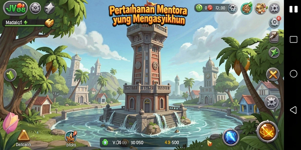 Tampilan gameplay seru di JV88 dengan aksi Tower Defense yang intens.