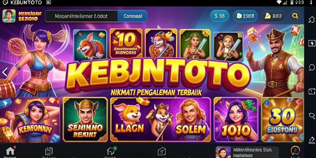 Tampilan gameplay yang menarik dari KEBUNTOTO dengan simbol slot yang berwarna-warni.