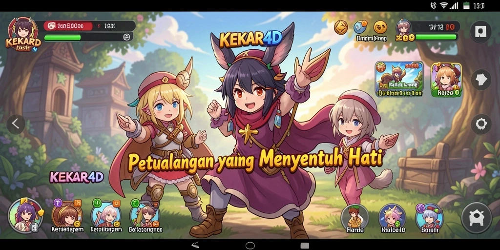 Tampilan gameplay menarik dari KEKAR4D dengan karakter anime penuh warna.