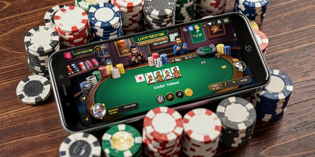 Tampilan gameplay seru di LUCKYBEST88 saat bermain poker.