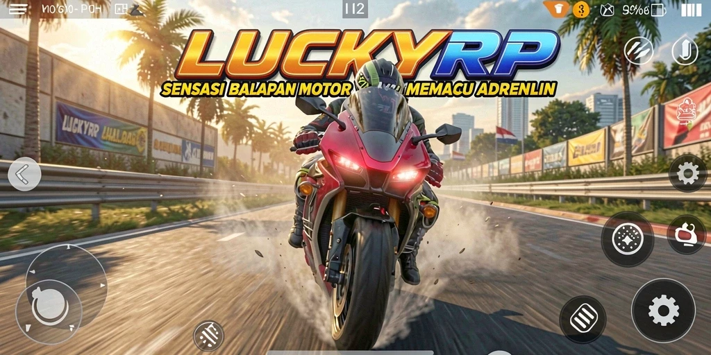 Screenshot dari gameplay menegangkan LUCKYRP dengan balapan motor.