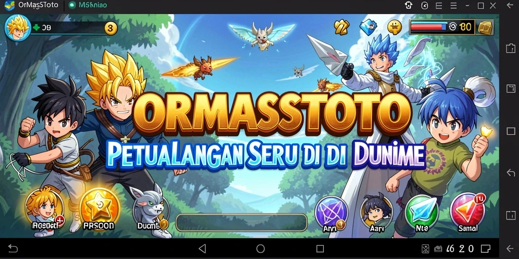 Tampilan gameplay seru dari ORMASSTOTO dengan karakter anime ikonik.