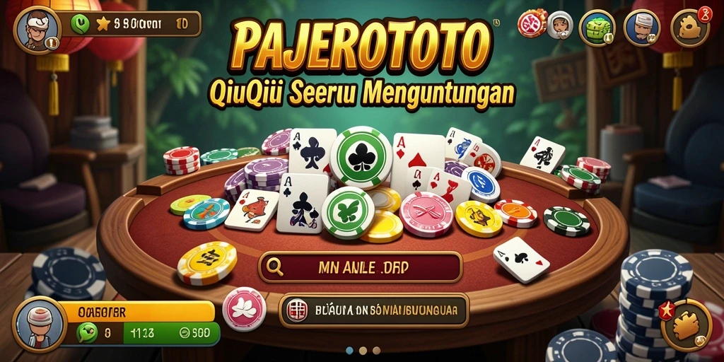 Tampilan gameplay seru PAJEROTOTO dengan kartu QiuQiu di meja.