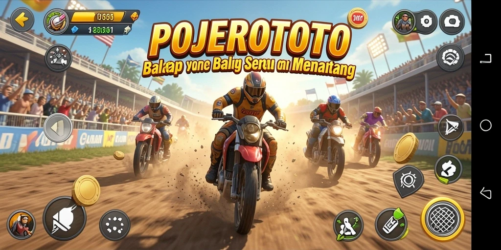 Gameplay seru POJEROTOTO dengan gerakan balap yang cepat.