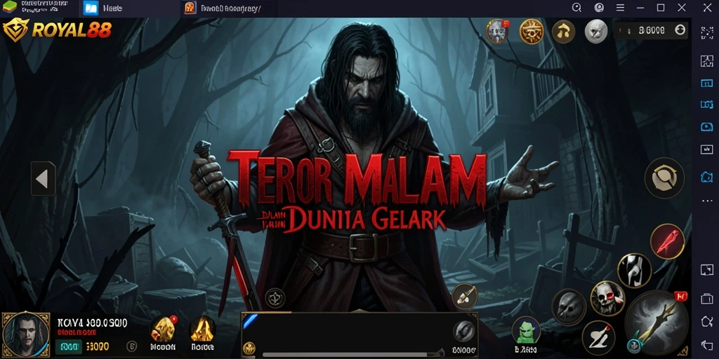 Screenshot menampilkan gameplay mencekam di ROYAL88 dengan suasana gelap.