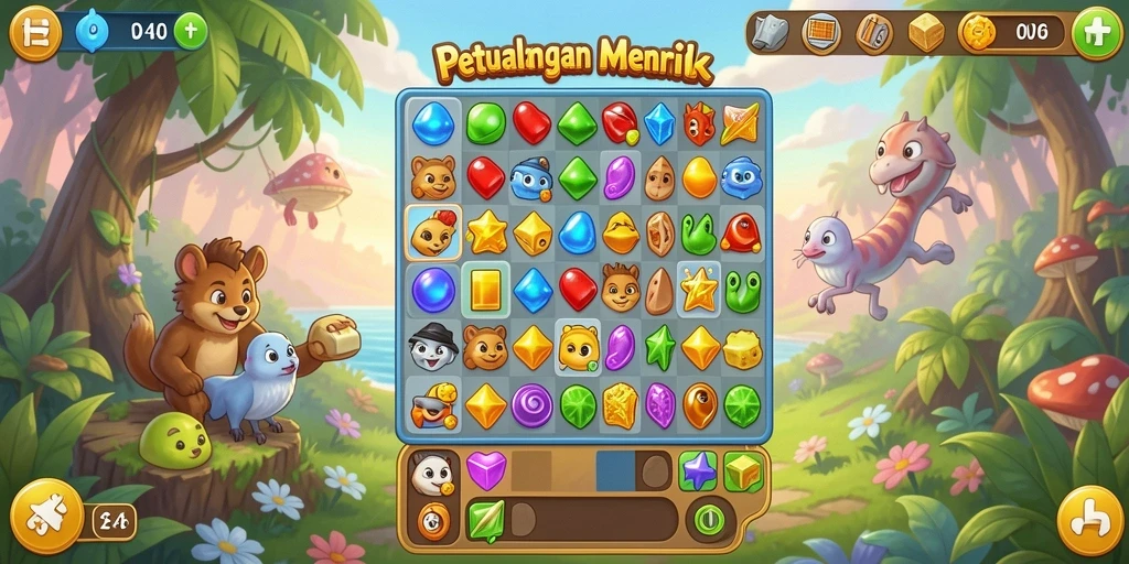 Screenshot gameplay SVIP6 yang menampilkan aksi Match-3.
