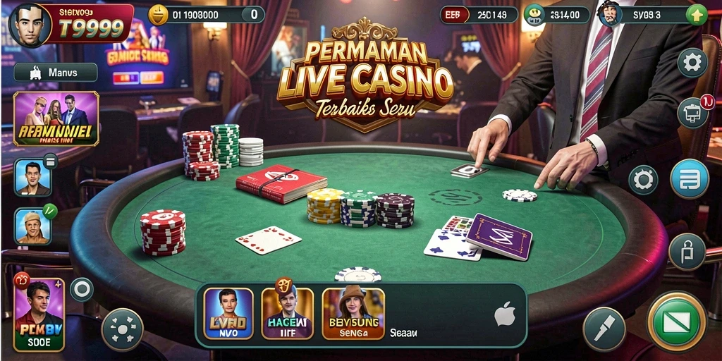 Tampilan menarik dari gameplay Live Casino di T9999.