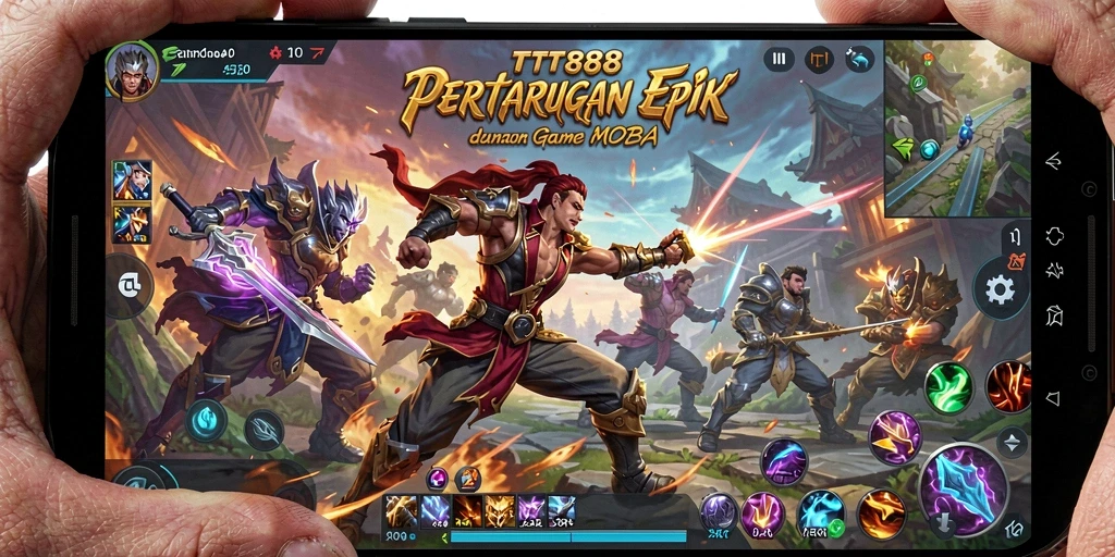 Gameplay seru dalam TTT888 dengan pertarungan MOBA yang mendebarkan.