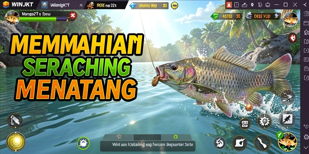 Tampilan seru gameplay WINJKT dengan aksi memancing yang mendebarkan.